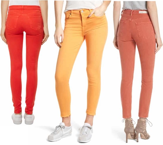 women's orange jeans