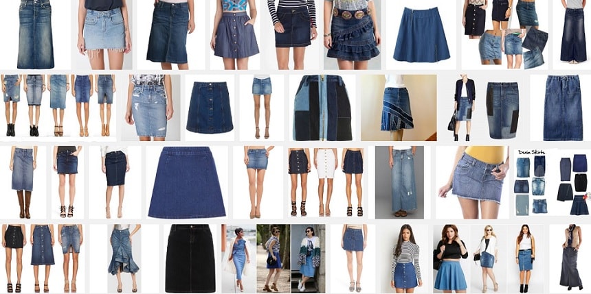color jean skirts
